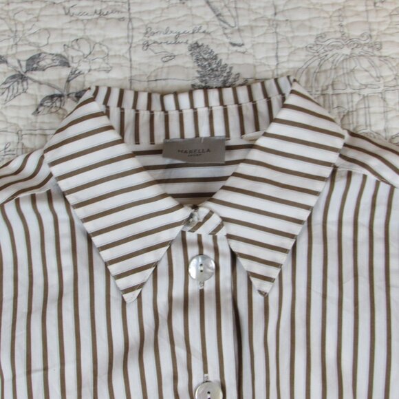 New Marella Sport Women's Praga Poplin stripe Midi Shirt Dress womens size US 6 - Picture 7 of 11